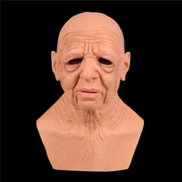 Máscara Facial Completa de Terror, Máscara de Cabeza Espeluznante de Terrorista, Máscara de Abuela Calva con Cabello Blanco, Máscara de Látex con Cuello, Accesorios para Fiestas