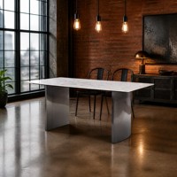 Table à manger extensible en marbre de luxe italien, plateau en pierre frittée, 6-8 places, mobilier de salle à manger pour villa
