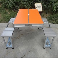 Ensemble table et chaises pliantes portables en alliage d'aluminium, 4 pièces, mobilier d'extérieur pour camping, pique-niques, stand de rue, repas