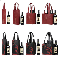 Sac cadeau pour vin en non-tissé avec logo personnalisé, sac de transport pliable pour bouteille, poignée à fermeture éclair, recyclable pour l'emballage de vente au détail