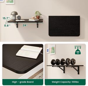 <span class=keywords><strong>Table</strong></span> à manger pliante <span class=keywords><strong>murale</strong></span> BSCI-FSC OEM, bureau flottant avec supports en fer robustes pour buanderie, bureau, salle d'étude - Product Image 4