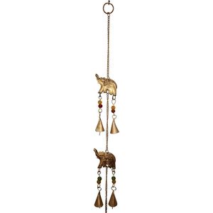 PARIJAT artisanat rustique intérieur/extérieur décor de mariage 5 éléphant fer suspendu cloche carillons éoliens perles colorées balcon doré - Product Image 2