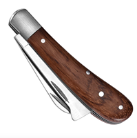 Meilleure vente sécateur de jardinCouteau de greffage à double lame Manche en bois massif Lames incurvées Couteau d'élagage Couteau pliant en herbe