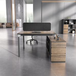 2 Persona lo contrario asiento de almacenamiento compacto abierta estación de trabajo de oficina escritorio con gabinete - Product Image 5