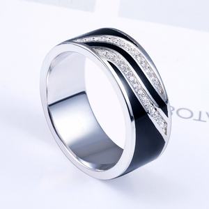 Sun Star Design élégant et tendance, Argent sterling 925 plaqué rhodium, serti de zircone cubique, émail noir, certifié CMA, pour mariage et soirée - Product Image 2