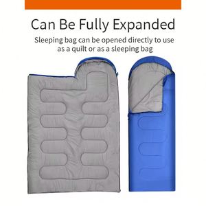 Lightweight <b>4</b>-<b>Season</b> Outdoor Travel Hiking Envelope <b>Sleeping</b> <b>Bag</b> Single Polyester Adults Children Summer Camping Bed - Product Image 3