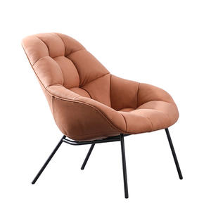 Orange Leather Lounge Chair Modern Minimalist Living Room Chair Nordic Design Style Foam Filled - Product Image 5