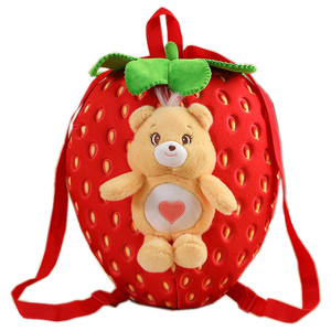 Sac à dos en peluche motif fraise de dessin animé, ours en peluche à câliner, sac à dos pour enfants - Product Image 1