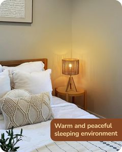 Mây Đèn Bàn Gỗ Mộc Mạc Cơ Sở Bảng Dệt Đèn Nhỏ Cho Phòng Ngủ Đầu Giường Phòng Khách Đọc Sách Bàn Bên Đèn Bàn - Product Image 4