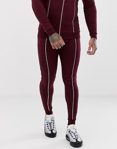 Jaket Olahraga KY <span class=keywords><strong>Funnel</strong></span> <span class=keywords><strong>Neck</strong></span> Zip Fastening Burgundy, Jaket Olahraga Model Muscle dengan Manset Ketat, Celana Jogger Super Skinny untuk Pria dengan List Reflektif - Product Image 5