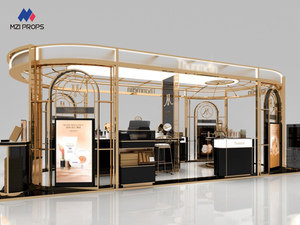<span class=keywords><strong>Kiosque</strong></span> de maquillage personnalisé de couleur or noir pour centre commercial, design de <span class=keywords><strong>kiosque</strong></span> cosmétique élégant pour centre commercial - Product Image 1