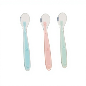 Cuchara de Silicona Suave para Bebés, Cuchara para Arroz Infantil, Set de Alimentación para Alimentos Complementarios, Diseño Sólido, Hecho en China, para <span class=keywords><strong>6</strong></span> <span class=keywords><strong>Meses</strong></span> o Más - Product Image 1