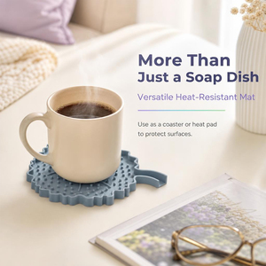 BEIZHUO Wholesale Leaf Shape <b>Silicone</b> Soap Mat Multi Purpose Drainage Soap Holder Non Slip <b>Silicone</b> Coaster for Bathroom Kitchen - Product Image 4
