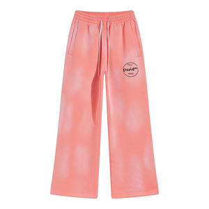 Sun Faded Baggy Pantalon de survêtement à jambe droite Pantalon en coton polaire surdimensionné Logo personnalisé Distressed Acid Wash Pantalon de survêtement évasé - Product Image 1