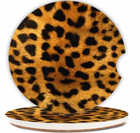 Ensemble de sous-verres en céramique personnalisables, imprimé léopard tendance, matériau écologique, sous-verres en céramique imprimés UV