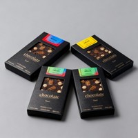 Boîtes pliantes pour tablettes de chocolat avec impression numérique de qualité alimentaire, emballages personnalisés pour barres chocolatées avec fenêtre