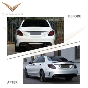 Kit carrosserie complet style <span class=keywords><strong>C63</strong></span> <span class=keywords><strong>AMG</strong></span> pour W205 LCI Sport, comprenant pare-chocs avant et arrière, capot et jupes latérales en PP, pour conversion Classe C W205 2019-2021 - Product Image 4