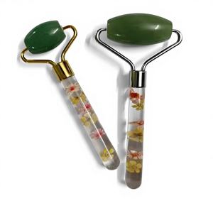 Rouleau de massage en jade aventurine verte, masseur facial personnalisé avec logo - Product Image 1