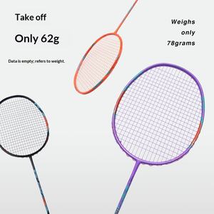 Raquette de badminton ultra légère 8U entièrement en carbone pour entraînement adulte, dureté modérée G5, poignée 62g, raquette de compétition - Product Image 4