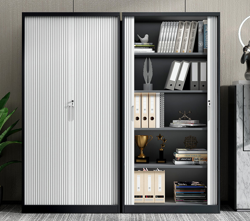 1850 Rolling Door Cabinet Black and White