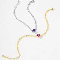 Bracelet en argent sterling S925 minimaliste avec zircon coloré rond, élégant accessoire de bijouterie fine, cadeau pour femme, idéal pour le quotidien, les fêtes et les événements.