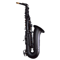 Saxofón Alto Moderno HUAYUN de Latón, Modelo Negro Mate con Botones de Perla, Tono Eb, Instrumento de Viento, Ajustable y Fácil de Instalar