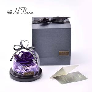 ورود خالدة في زجاج من هفلورا، مجموعة هدايا زهور محفوظة بالجملة، وردة أبدية في قبة زجاجية لعيد الحب - Product Image 2
