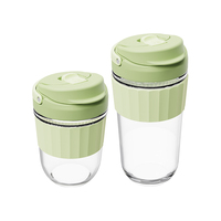 Koffie Thee Fruitinfusie Drinkbeker Glazen reismok met opvouwbaar handvat voor warme en koude dranken Thuiskantoor