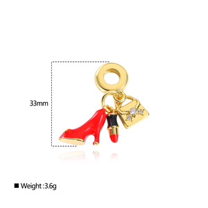 Pendentifs en or 18 carats sur le thème du <span class=keywords><strong>voyage</strong></span>, avion, tour Eiffel, chaussure à talons hauts, boîte à maquillage, breloques pour bracelet <span class=keywords><strong>Pandora</strong></span>, bijoux - Product Image 2