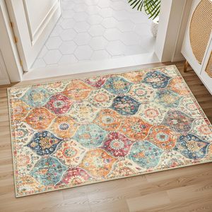 Premium Moroccan Trellis Door Mat Ultra-<b>Thin</b> Small Non-Slip Indoor Mat for Kitchen Entryway or Bathroom Washable <b>Rug</b> - Product Image 2