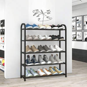 <span class=keywords><strong>Scarpiera</strong></span> in <span class=keywords><strong>Plastica</strong></span> a Quattro Ripiani Multifunzionale Stile Moderno <span class=keywords><strong>con</strong></span> Facile Installazione per Soggiorno, Nera, Contenitore Quadrato - Product Image 5