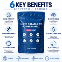 Créatine monohydrate en poudre en marque propre, 5 g, 15 sachets, micronisée avec L-citrulline pour la croissance et la force musculaires