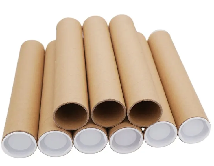 2023 Cylinder Packaging Box Recycled Kraft Paper Mailing Poster Painting Tube Packaging Tubes cardboard shipping tube