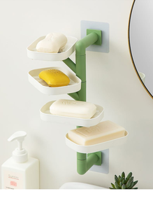 Estante de almacenamiento multicapa, jabonera giratoria para baño, estantes de almacenamiento montados en la pared, sin necesidad de perforaciones, suministros organizadores para el hogar - Product Image 4