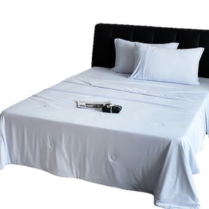 Cooling Ice Silk Summer Quilt Set 100% Polyester Solid Color 3 Pcs Home Use - Product Image 3