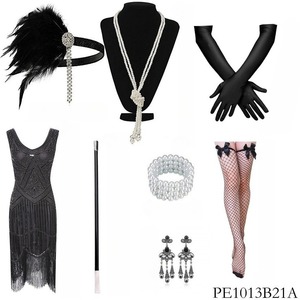 PESENAR <span class=keywords><strong>It</strong></span> S a 20s Accesorio de <span class=keywords><strong>disfraz</strong></span> Contiene adornos Collares Guanteletes Etc. Adecuado para fiestas temáticas Retro - Product Image 2