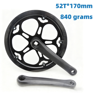 Pédalier de vélo électrique universel à vitesse unique en alliage d'aluminium 52T, <span class=keywords><strong>carré</strong></span> conique, 170 mm, double protection - Product Image 4