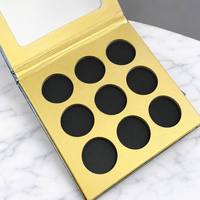Palette de fards à paupières personnalisable 9 couleurs avec miroir, emballage en carton magnétique à charnière au design holographique scintillant