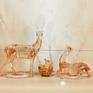 Ornement en verre cristal Darzelle en forme de cerf Sika, couleur champagne, décoration d'intérieur, cadeau - Product Image 2