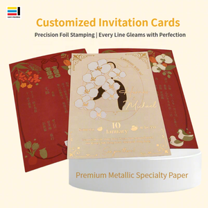 Cartes d'invitation de <span class=keywords><strong>mariage</strong></span> personnalisées exquises, estampage à chaud, gaufrage, impression offset, carton spécial doré, cartes haut de gamme, logo - Product Image 5