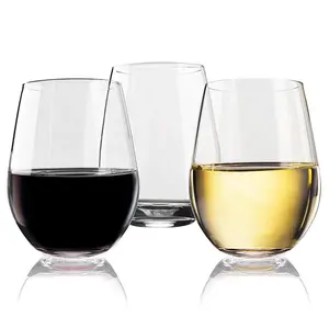 2020 Best Selling Clear Custom Bril Enkele Muur Stemless Wijnglas Wijn Tumbler Voor Rode En Witte Wijnen