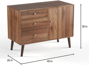 Buffet de cuisine antique en MDF avec 1 porte et 3 tiroirs, armoire de rangement gain de place, organisateur de buffet de cuisine pour <span class=keywords><strong>salle</strong></span> à <span class=keywords><strong>manger</strong></span> - Product Image 2