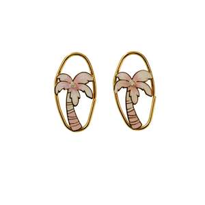 Boucles d'oreilles créoles tendance WF130-0220-D - Plaqué or, alliage de zircon, mignonnes, pour femme, idéales pour les fêtes - Product Image 1