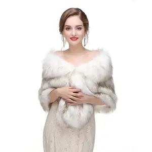 Women Jane Faux Fur Wraps And Shawls Sleeveless Wedding Stole Shrug Scarf Coat For Women Capelet Mink