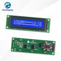 شاشة LCD عالية الجودة JXD2002A-IIC STN زرقاء سالبة بواجهة IIC/I2C مع إضاءة خلفية، وحدة عرض نقطية 20*2