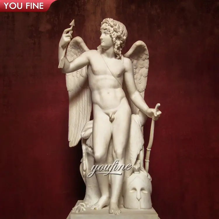 Estatua de Cupido de hombre desnudo de jardín romano de tamaño real