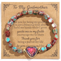 Valentijnsdag Moederdag Liefdesgeschenk Elastische Multicolor Vierkante Imperial Stone Elastische Hart Charm Armband Sieraden Fabriek