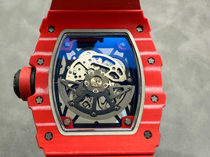 Reloj Mecánico Automático Ultrafino de Fibra de Carbono Roja de Alta Calidad, Rectangular, de Lujo, Estilo Hip Hop - Product Image 3