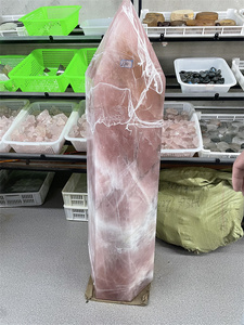 Batu Kristal Alami Ukuran Besar untuk Penyembuhan, Batu Semi Mulia, Tongkat Batu Kuarsa Mawar Besar untuk Dekorasi Rumah - Product Image 5