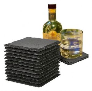 Round Natural Rock Cup <b>Coaster</b> Black Non-slip Engraving <b>Drink</b> Slate Stone Bulk <b>Coasters</b> Set - Product Image 4